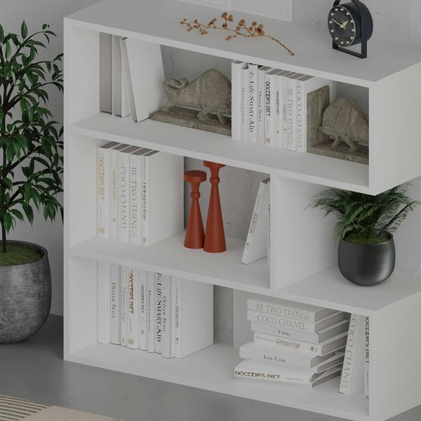 Decortie Molly Modern Corner Bookcase 3 Tier Room Divider Storage Unit Freestanding Melamine Finish 89cm