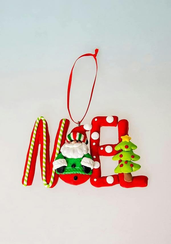 Ceramic Christmas Tree Hanging Decorations in Snow, Noel and Joy Designs | Pack Sizes 3 or 12 image 1