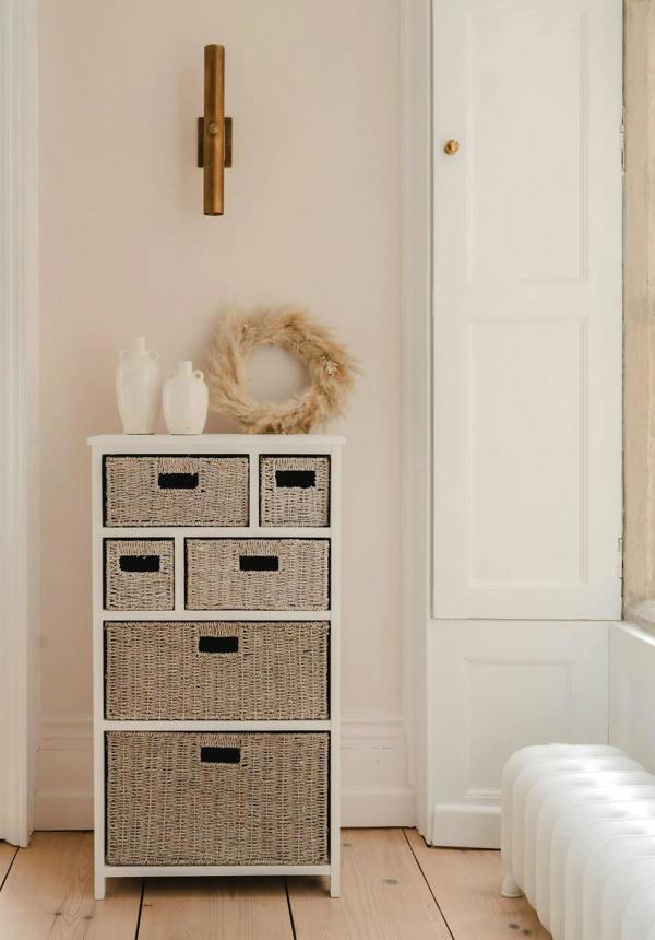 Statement Furniture Tetbury 6 Drawer White Storage Unit with Baskets Assembled