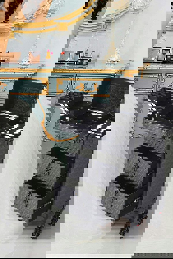 Living and Home 3 in 1 Rolling Cosmetic Train Case Trolley Case for Hairdressing Beauty