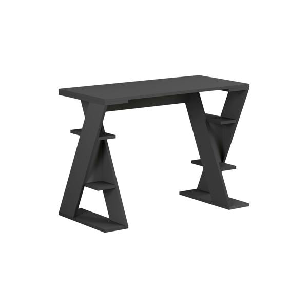 Decortie Modern Papillon 106cm Working Desk Particleboard 3 Mini Shelves, Cross Design Legs H75xW106cm