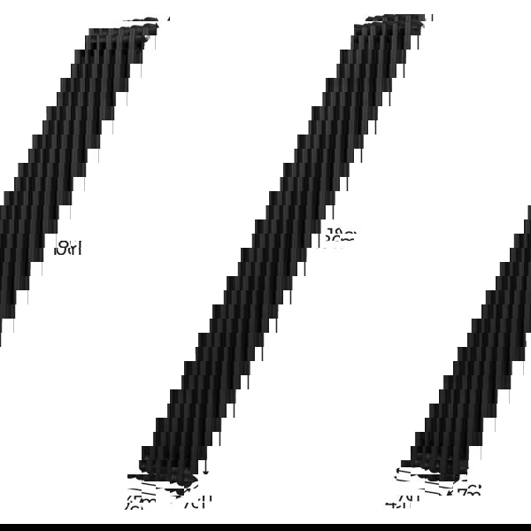 Monstershop Traditional 2 Column Radiator - 1800 x 472mm - Black