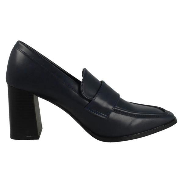 Spot On Ladies Spot On Wide Fit High Heeled Loafer Style Shoes F90132