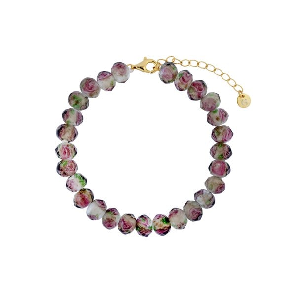 Gold Trip Spring Rose Glass Beaded Bracelet