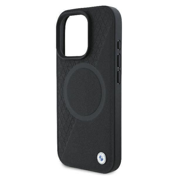 BMW Signature Leather Half Textured & Circle Case with MagSafe for iPhone 16 Pro 6.3" Black - BMHMP16L23RTPK