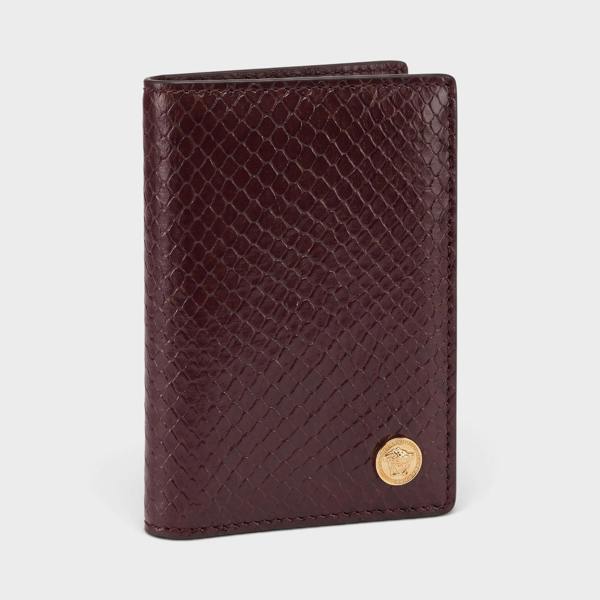 Versace Medusa Bi-fold Wallet Ayer Printed Maroon Brown