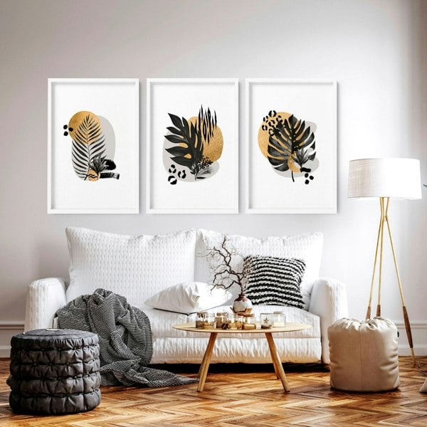 Unique wall art for living room | set of 3 framed wall art