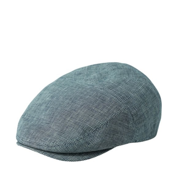 Gamble & Gunn Goodwood Baird McNutt Blue Check Irish Linen Flat Cap