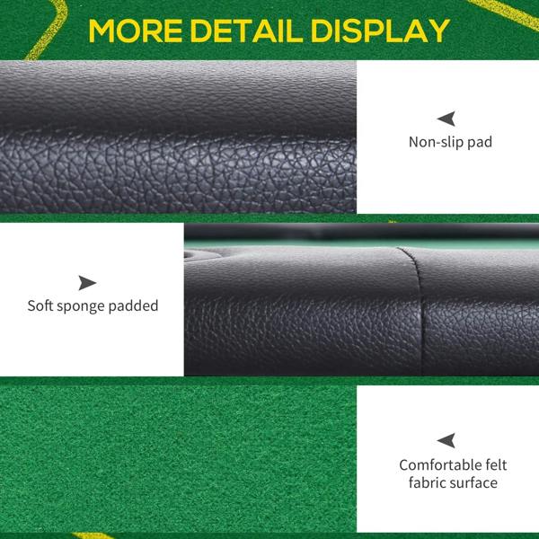 Black non-slip, padded poker mat surface with textured felt play area