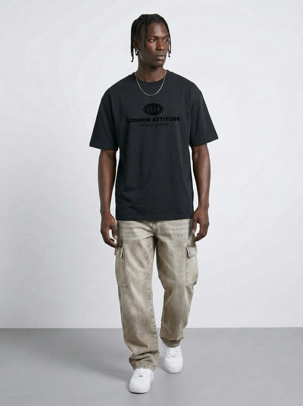 London Attitude Essential Globe Logo Premium Organic Cotton T-Shirt - Black