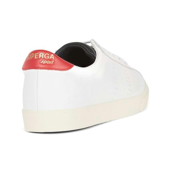 Superga Unisex Adult 2843 Sport Club S Leather Trainers - White/Flame Red - 