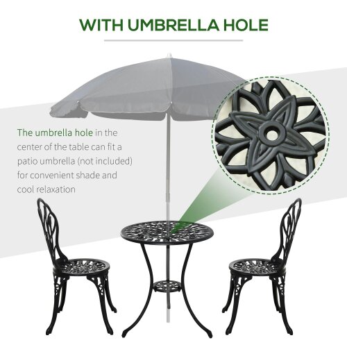 Wyld Haus Malutte 3 Piece Aluminium Floral Bistro Garden Set In Black