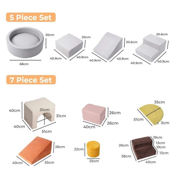 Dekko Soft Play Set Foam Blocks Baby Climbing Blocks Vellum Suede