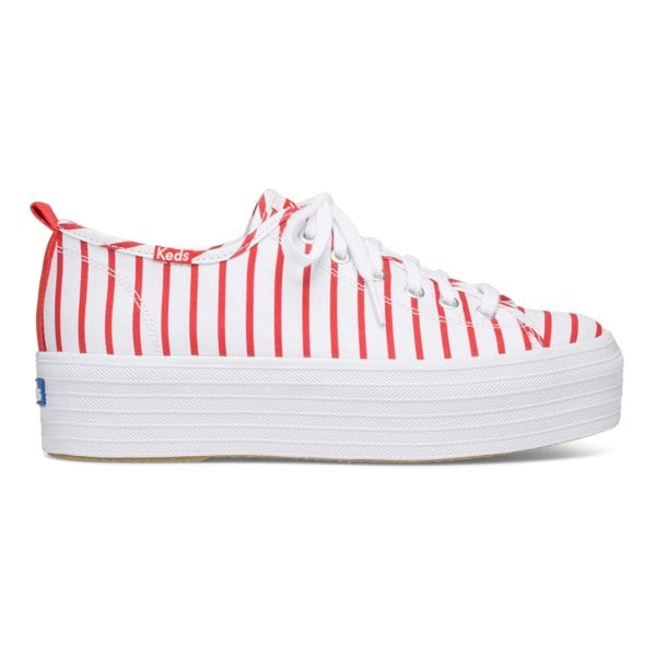 Keds Women's Triple Up Breton Stripe Canvas Shoes, White&Red