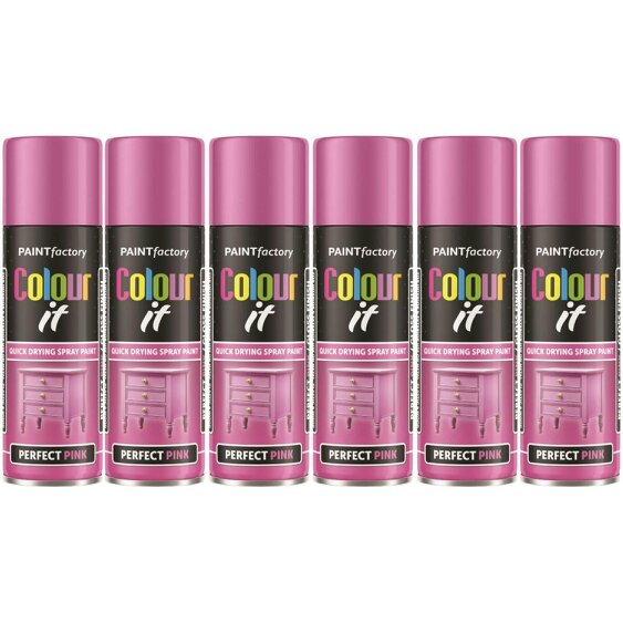 Paint Factory 6X  Pink Gloss Spray Paint 250ml