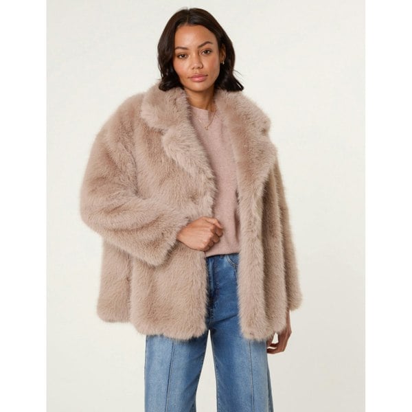 Blue Vanilla Short Faux Fur Coat