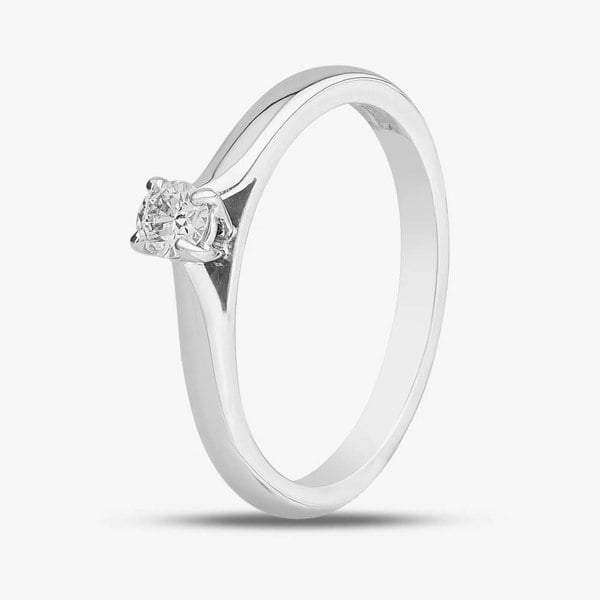 T. H. Baker 9ct White Gold 0.12ct Brilliant Cut Diamond Solitaire Ring 10-80-623/24-01-345 L