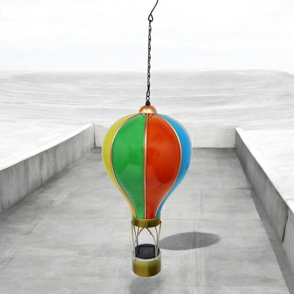 EDH Door Hardware Large Rainbow Solar Hot Air Balloon – Outdoor Hanging LED Light for Garden, Patio & Porch Décor (55cm x 20cm x 20cm)