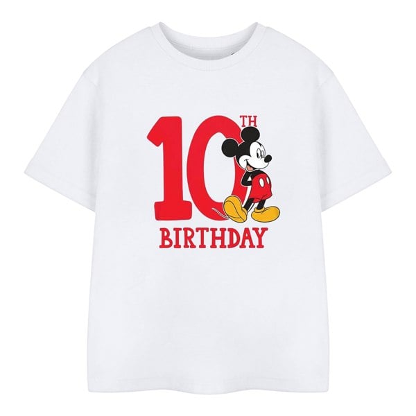 Disney Childrens/Kids Mickey Mouse 10th Birthday T-Shirt - White