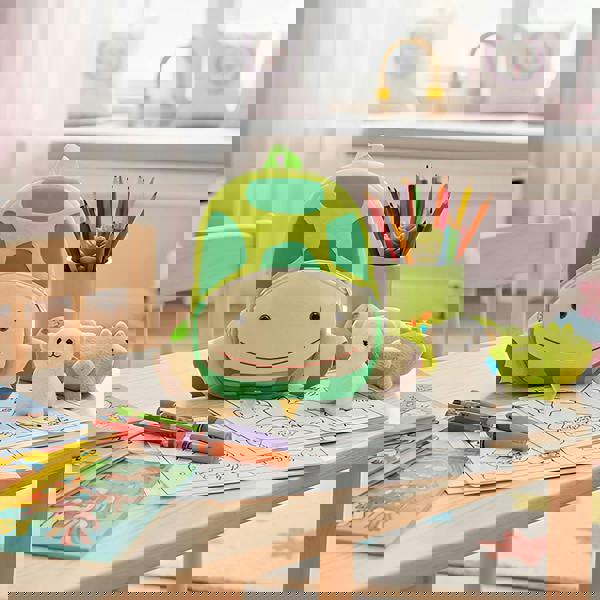 Anykidz Anypack 3D Green Turtle School Backpack Cute Animal With Cartoon Designs Children Toddler Plush Bag For Baby Girls and Boys