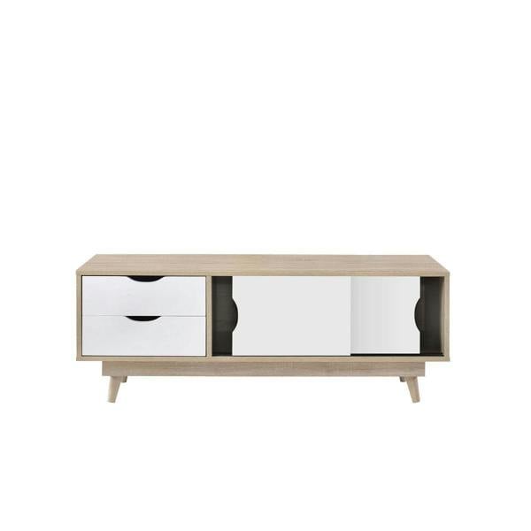 Timber Art Design Alford Scandinavian TV Unit Stand 120cm Media Cabinet +2 Drawers