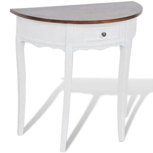 Berkfield Console Table with Drawer and Brown Top Half-round