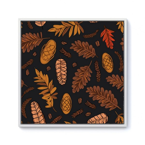 Warren Reed Autumn Leaves And Pinecones Framed Canvas