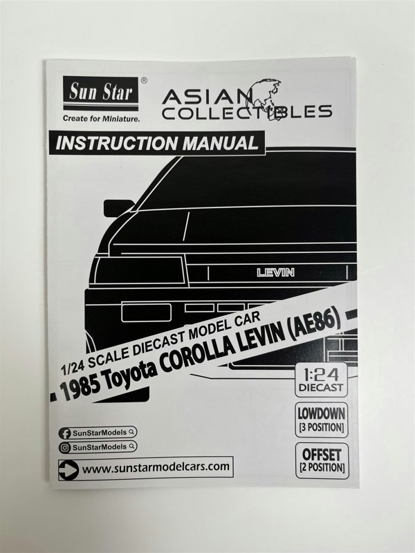 Sun Star Toyota Corolla Levin 1985 AE86 White 1:24 Scale Sun Star 51001