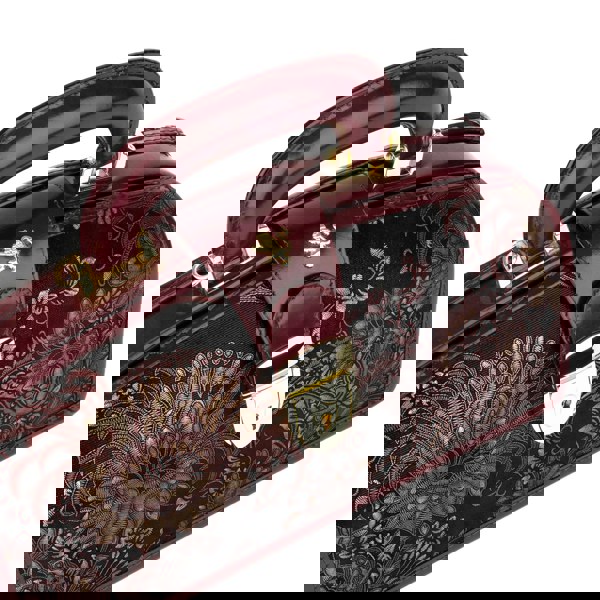 Embassy London Gazelle - Floral & Burgundy - Women’s patent leather top handle & crossbody bag