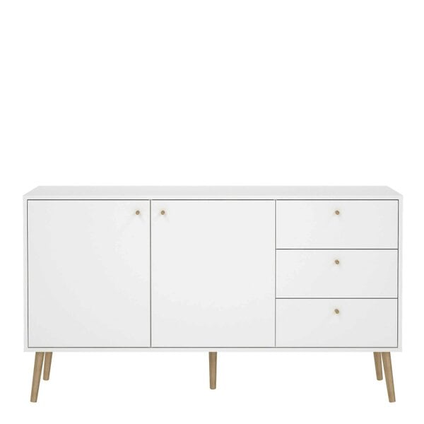 Wyld Haus Quietbloom White Wooden Sideboard 2 Doors 3 Drawers