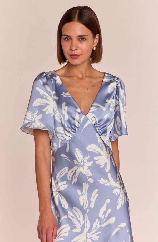 Rewritten London Ellis Dress in Blue Lily Print