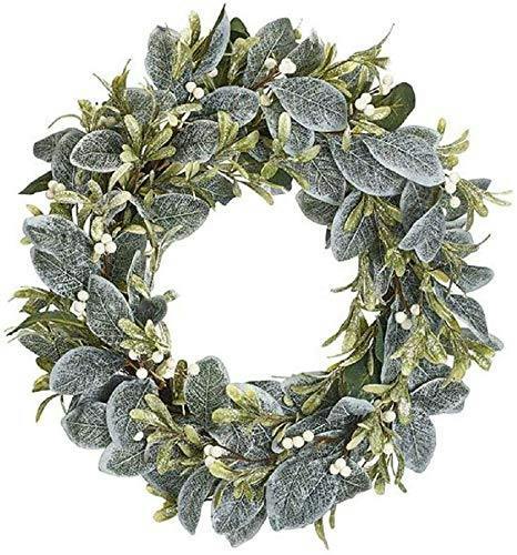 55cm Artificial Snowy Leaves, White Berries and Glittered Flowers Christmas Wreath for Door Display image 7