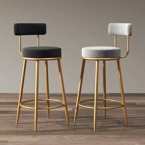 Gregary Bar Stool, Velvet, Gold Leg-Ritconcept-Rit Concept