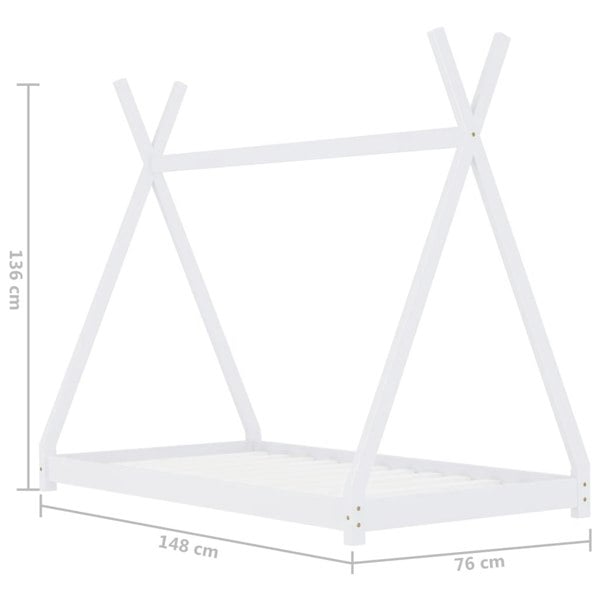 Berkfield Kids Bed Frame White Solid Pine Wood 70x140 cm