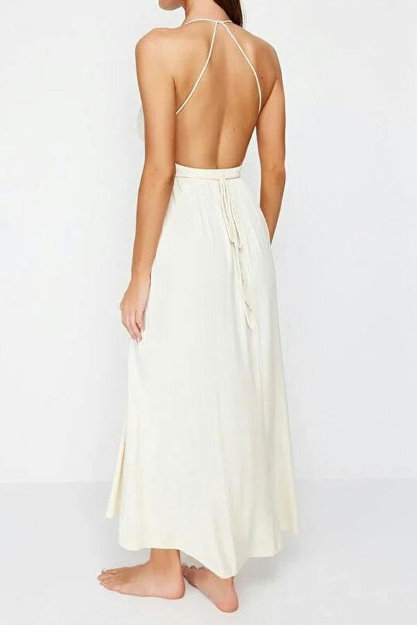 WOVCOR Knitted Maxi Beach Dress with Slit
