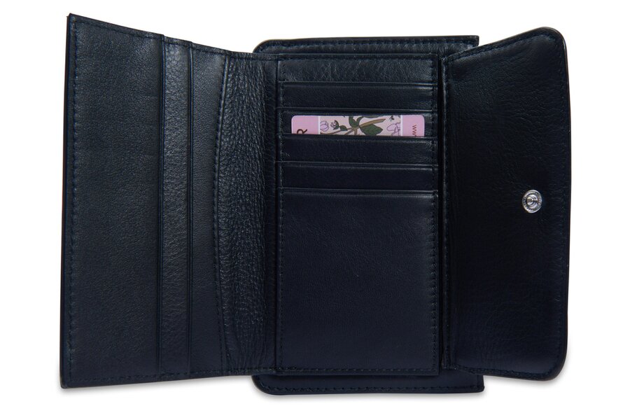 SADDLER "Marion" Bifold Real Leather Card Wallet with Zip Top Coin Purse (Gift Boxed)