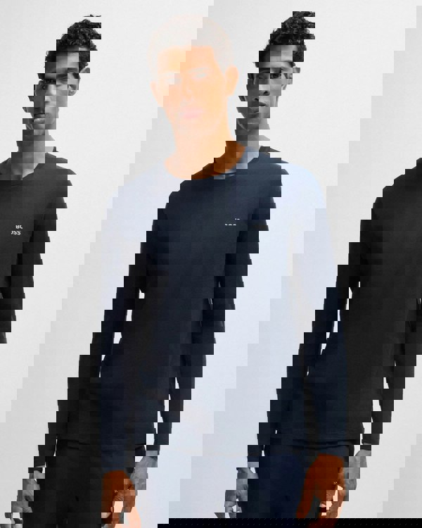 BOSS Orange Mix&Match Mens Long Sleeve Stretch-Cotton T-Shirt with Embroidered Logo  - Dark Blue 403