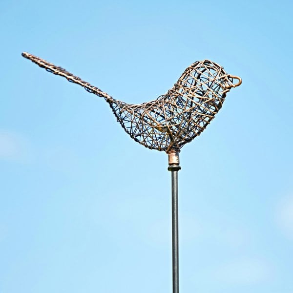 Paper High Recycled Metal Bird Garden Stake Decoration