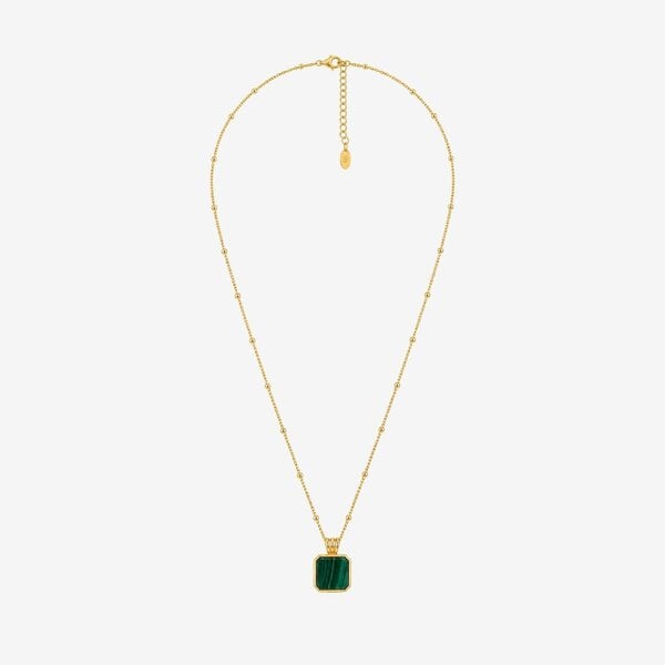 Uchi & Soto Shikaku Solid 925 silver with 18K Gold Vermeil and Malachite Square Necklace