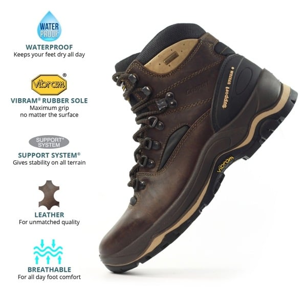 Grisport Mens Quatro Waxy Leather Walking Boots - Brown