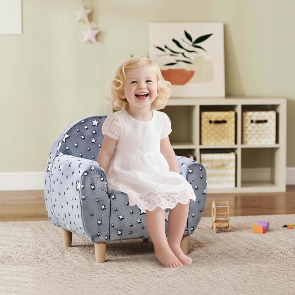 AIYAPLAY Kids Armchair, Glow in the Dark Chair for Bedroom - Grey