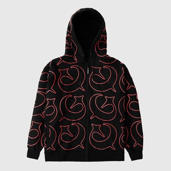 GVNMNT Clothing Co Foul Play Zipped Hoodie - Red / Black