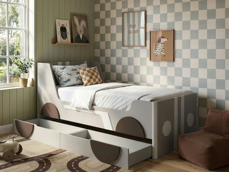 Flair Cooper Single Car Bed with Drawers Grey
