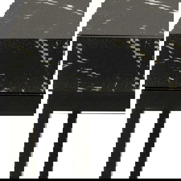 Furniture To Go Barossa Coffee Table with Black Marble Marquina Top & Black Steel Base 40cm