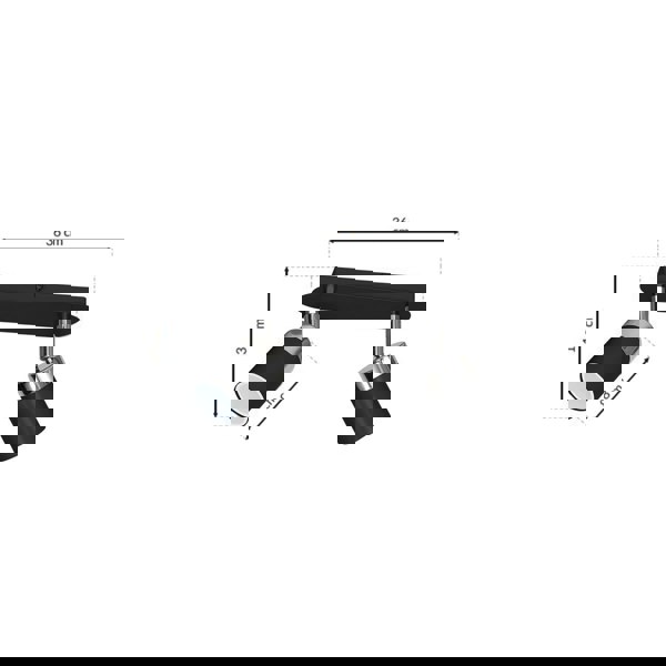 Milagro Joker Hand Made Ceiling Lamp In Matt Black With Striking Chrome Detail Featuring 2 Minmalistic Slender Cylinder Shades