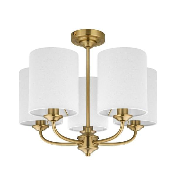 COSYLYTE Winston 5 Light Faux Linen Drum Shade Ceiling Light