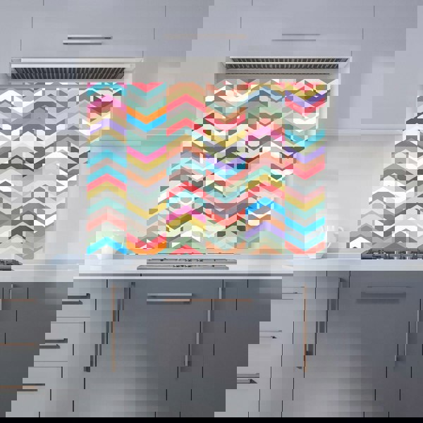 Warren Reed - Designer Geometric Multi Colored Chevron Pattern Kitchen Splashback