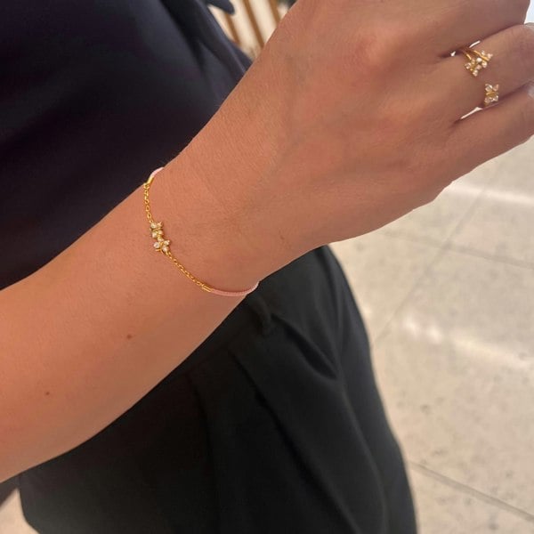 Enchanting Flutterfly™ Rose Gold Vermeil Silk Cord Butterfly Bracelet | Gold Jewellery | BLOOMTINE