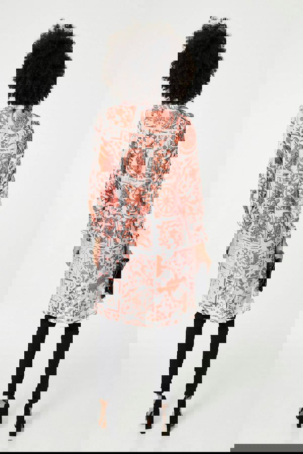 Coral | Mosaic Print Longline Blouse Dress
