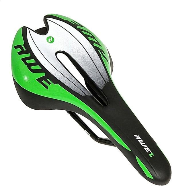 Awe Chromo Rail Adult Gel Bike/Bicycle MTB Saddle Mens/Womens Green/Black